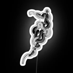 Black And White Deadly Snake And Sword Tattoo RGB Neon Sign