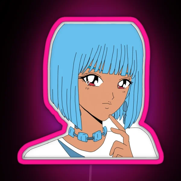 Black Anime Girl RGB Neon Sign