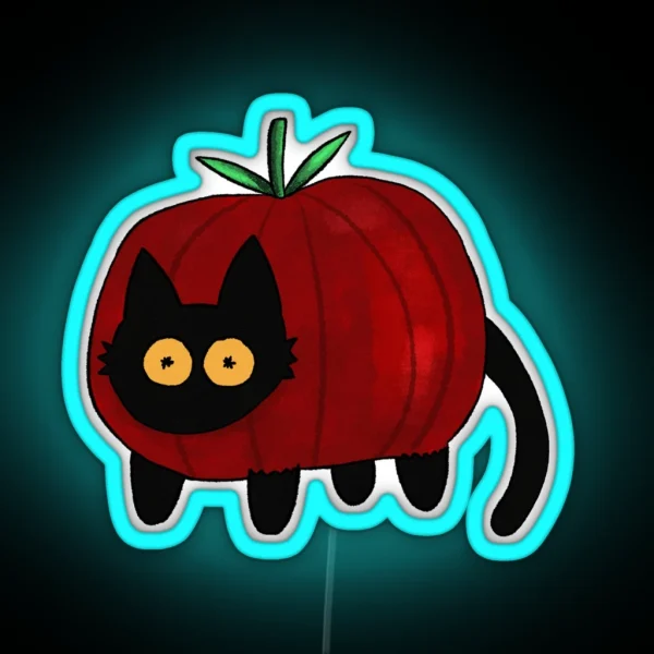 Black Cat As A Tomato RGB Neon Sign