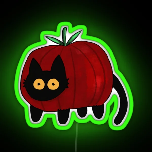 Black Cat As A Tomato RGB Neon Sign