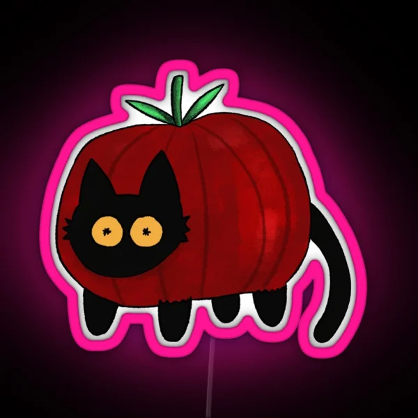 Black Cat As A Tomato RGB Neon Sign