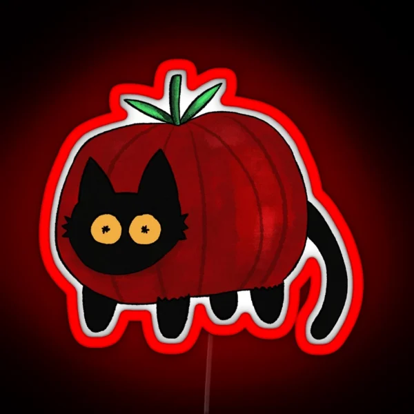 Black Cat As A Tomato RGB Neon Sign