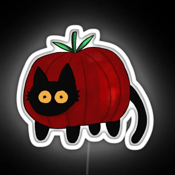 Black Cat As A Tomato RGB Neon Sign