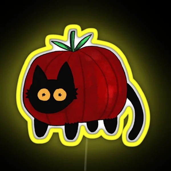 Black Cat As A Tomato RGB Neon Sign