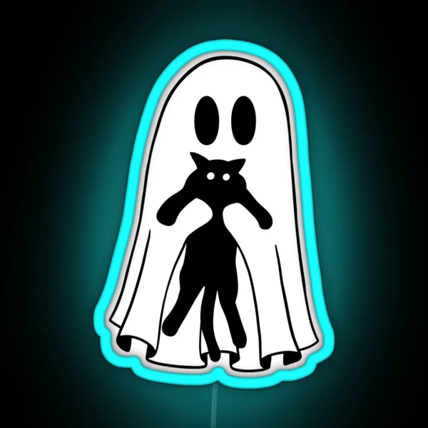 Black Cat Ghost RGB Neon Sign