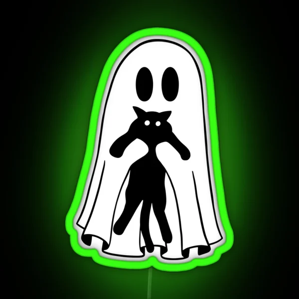 Black Cat Ghost RGB Neon Sign