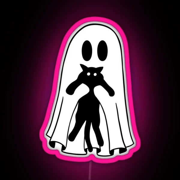 Black Cat Ghost RGB Neon Sign