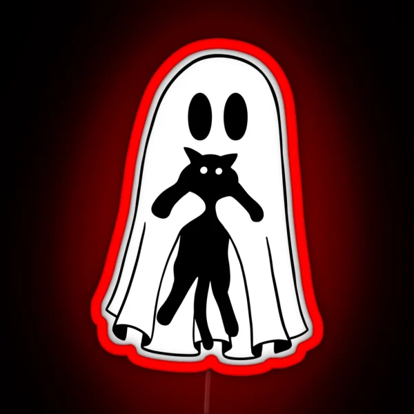 Black Cat Ghost RGB Neon Sign