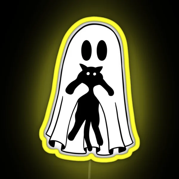 Black Cat Ghost RGB Neon Sign