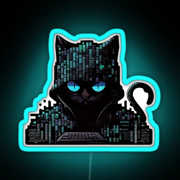 Black Cat Hacker RGB Neon Sign