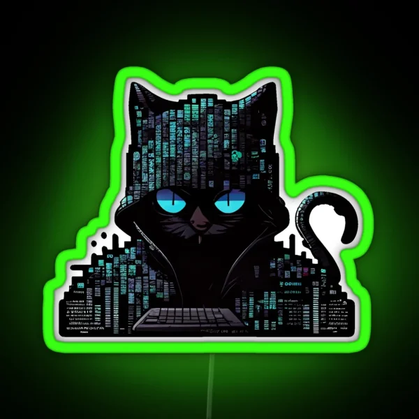 Black Cat Hacker RGB Neon Sign