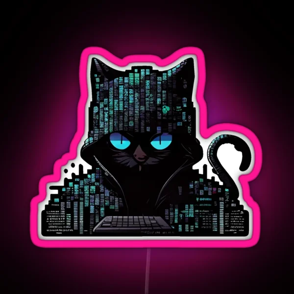 Black Cat Hacker RGB Neon Sign