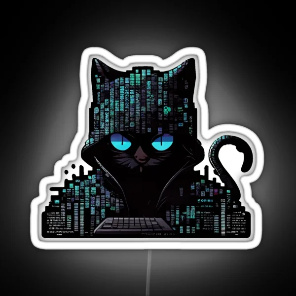 Black Cat Hacker RGB Neon Sign