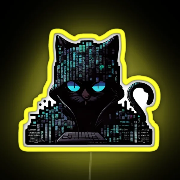 Black Cat Hacker RGB Neon Sign