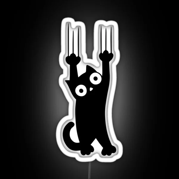 Black Cat Holding On RGB Neon Sign