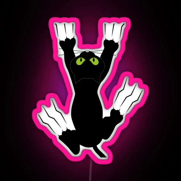 Black Cat Holding On RGB Neon Sign