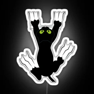 Black Cat Holding On RGB Neon Sign