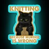 Black Cat Knitting Because Murder Is Wrong RGB Neon Sign - Image 3