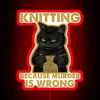 Black Cat Knitting Because Murder Is Wrong RGB Neon Sign - Image 2