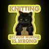 Black Cat Knitting Because Murder Is Wrong RGB Neon Sign - Image 5