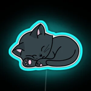 Black Cat Sleeping RGB Neon Sign