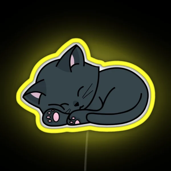 Black Cat Sleeping RGB Neon Sign