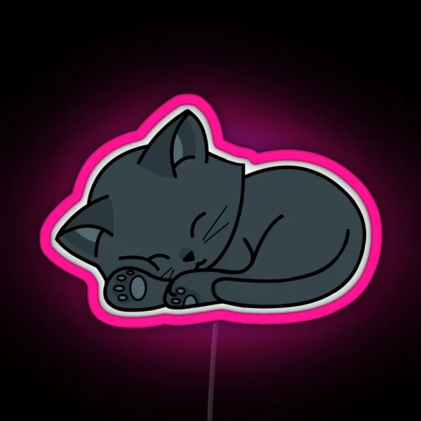 Black Cat Sleeping RGB Neon Sign