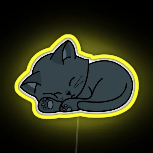 Black Cat Sleeping RGB Neon Sign