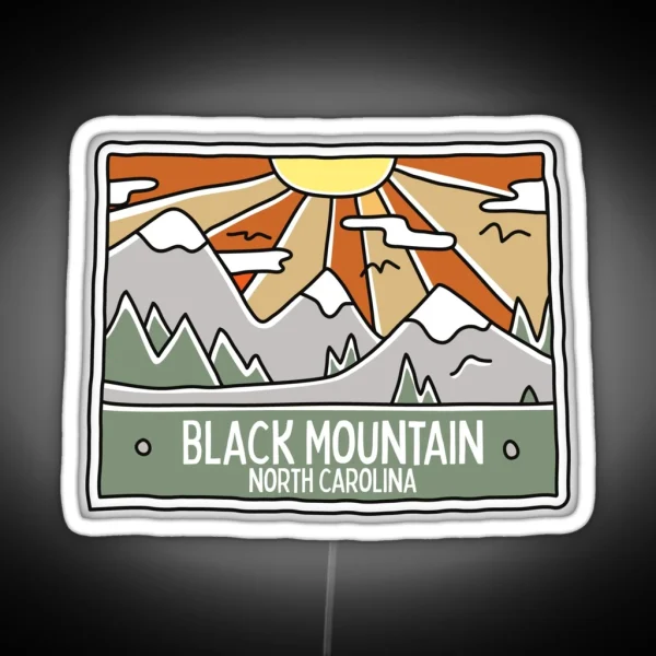 Black Mountain North Carolina NC Mountain Forest Scene Hiking Doodle RGB Neon Sign