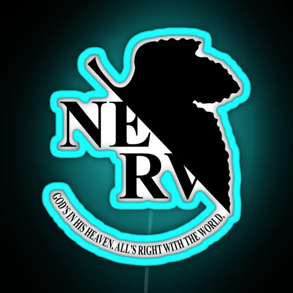 Black NERV Logo From Evangelion Clean RGB Neon Sign