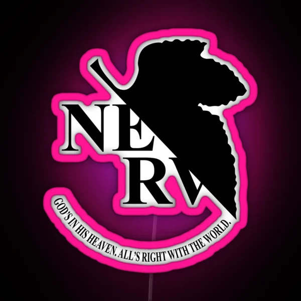 Black NERV Logo From Evangelion Clean RGB Neon Sign