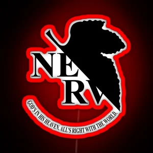 Black NERV Logo From Evangelion Clean RGB Neon Sign