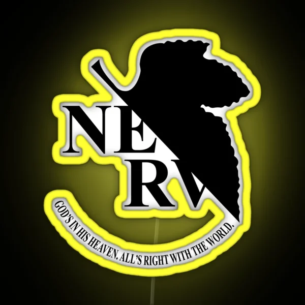 Black NERV Logo From Evangelion Clean RGB Neon Sign