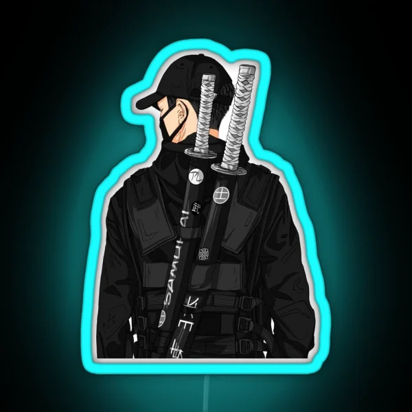 Black Style Samurai RGB Neon Sign