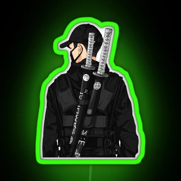 Black Style Samurai RGB Neon Sign