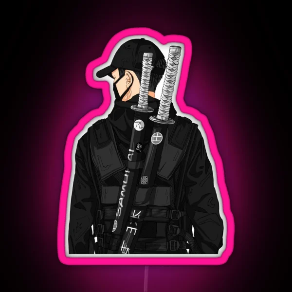 Black Style Samurai RGB Neon Sign
