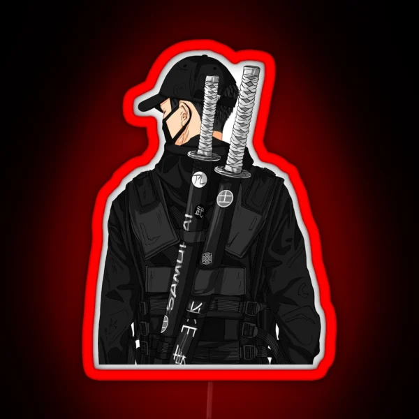 Black Style Samurai RGB Neon Sign
