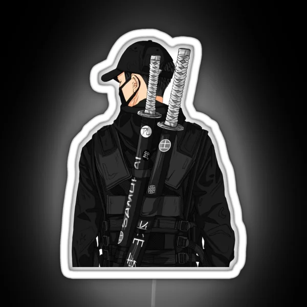 Black Style Samurai RGB Neon Sign