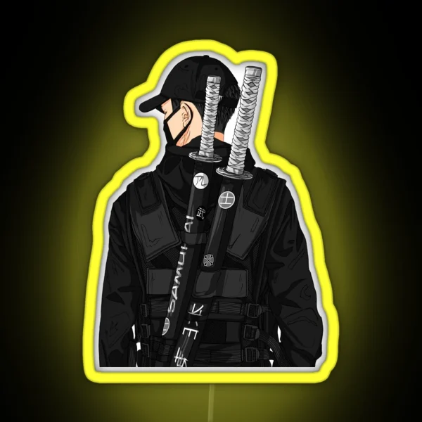 Black Style Samurai RGB Neon Sign