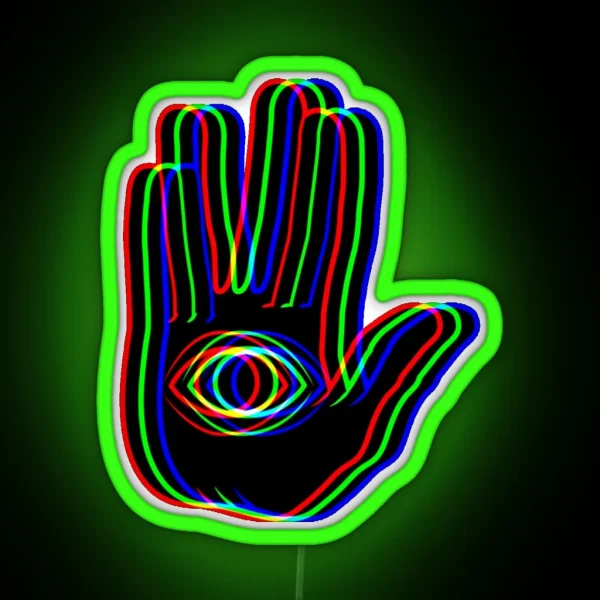 Black Trippy Hamsa RGB Neon Sign