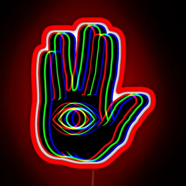 Black Trippy Hamsa RGB Neon Sign