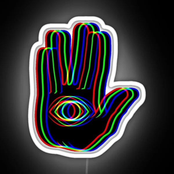 Black Trippy Hamsa RGB Neon Sign