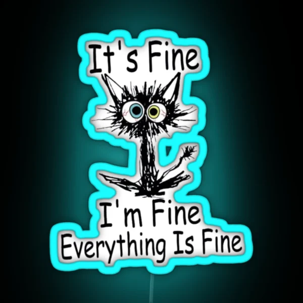 Black Unkempt Kitten Gabigabi RGB Neon Sign