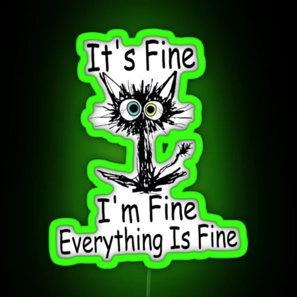 Black Unkempt Kitten Gabigabi RGB Neon Sign