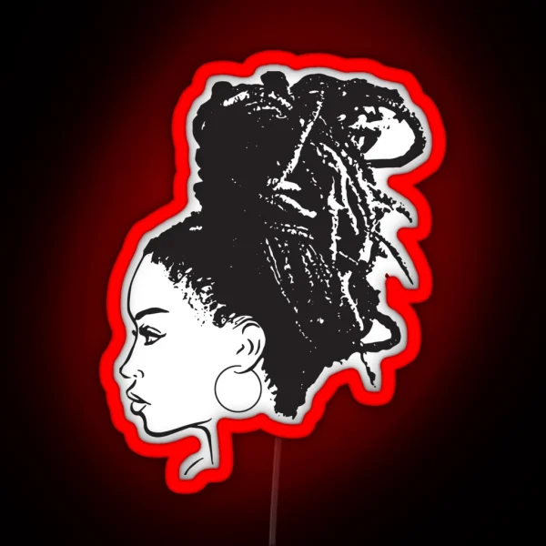 Black Woman African American Braids Dreads Dreadlocks RGB Neon Sign