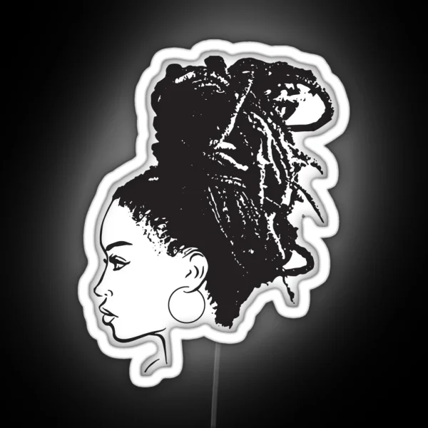 Black Woman African American Braids Dreads Dreadlocks RGB Neon Sign