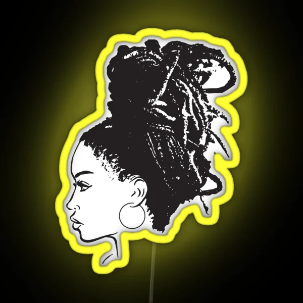 Black Woman African American Braids Dreads Dreadlocks RGB Neon Sign