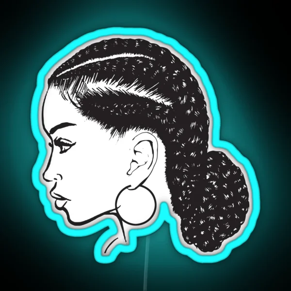 Black Woman Braids Hairstyle African American Beauty RGB Neon Sign
