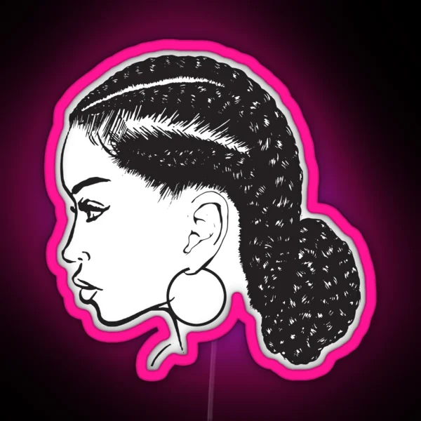 Black Woman Braids Hairstyle African American Beauty RGB Neon Sign