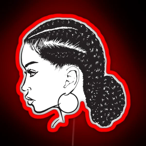 Black Woman Braids Hairstyle African American Beauty RGB Neon Sign